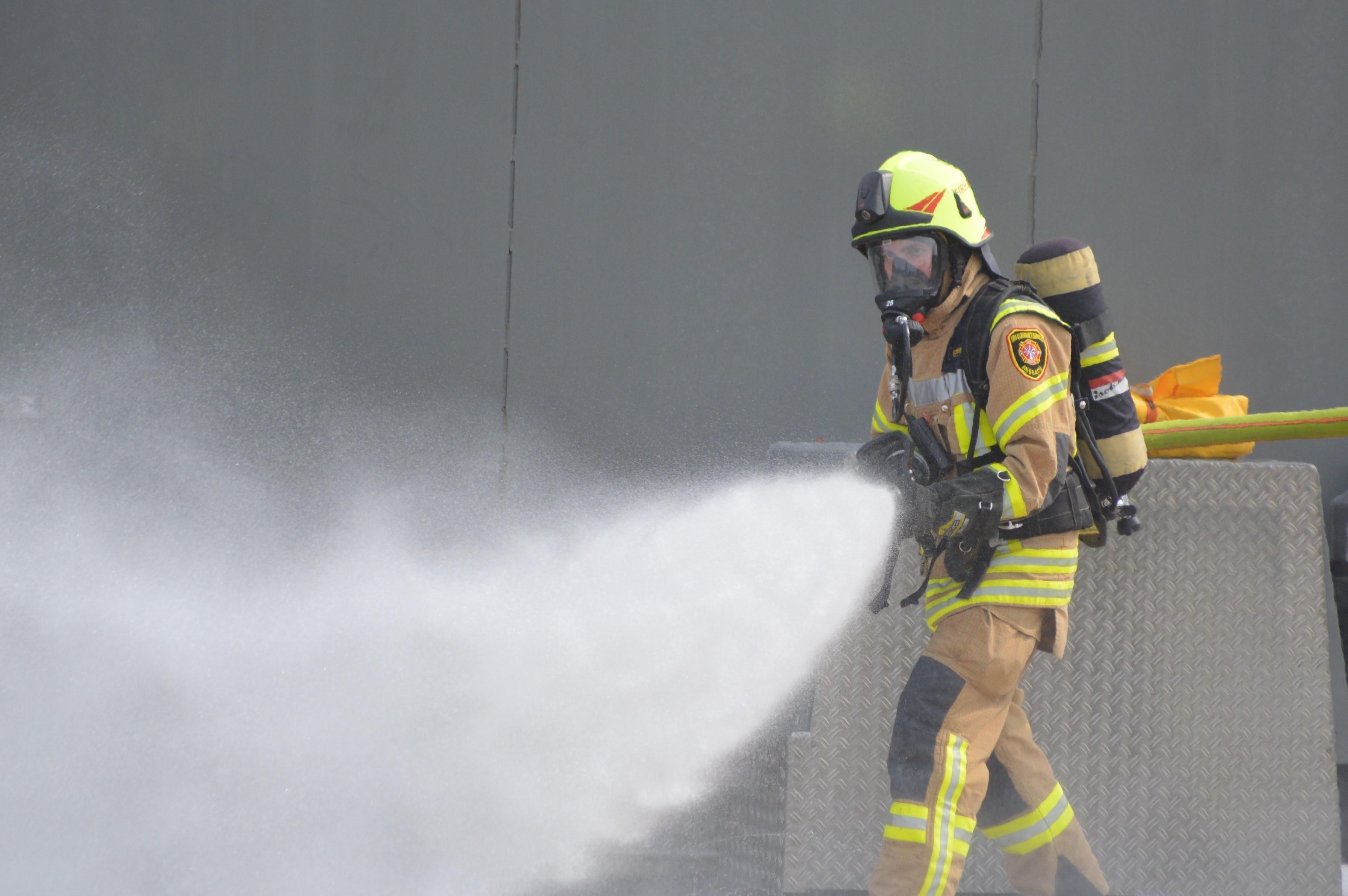Dunmore fire fighting training — participants in protective gear