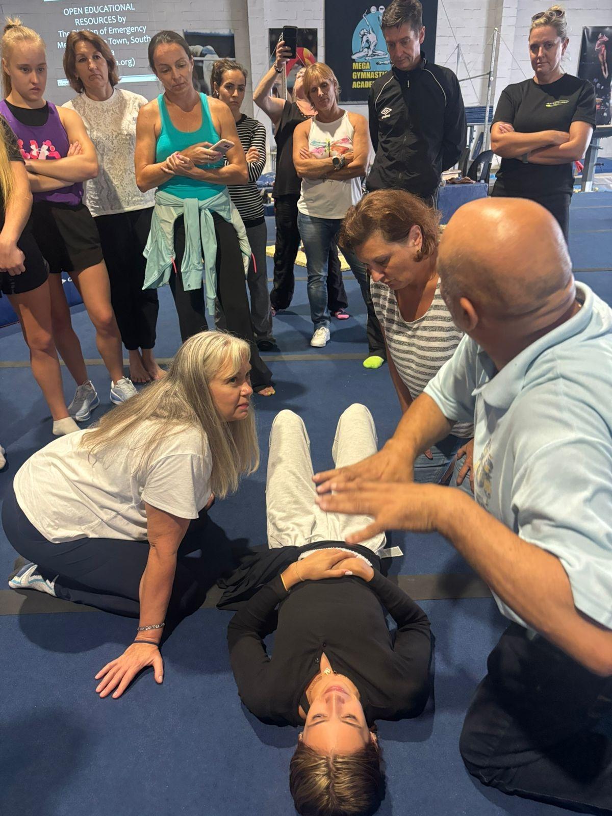First aid CPR training on a mannequin